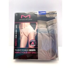 NEW Maidenform Tummy Toning Briefs 4 Pack Womens Large 12-14 Taupe, Jet, Steel